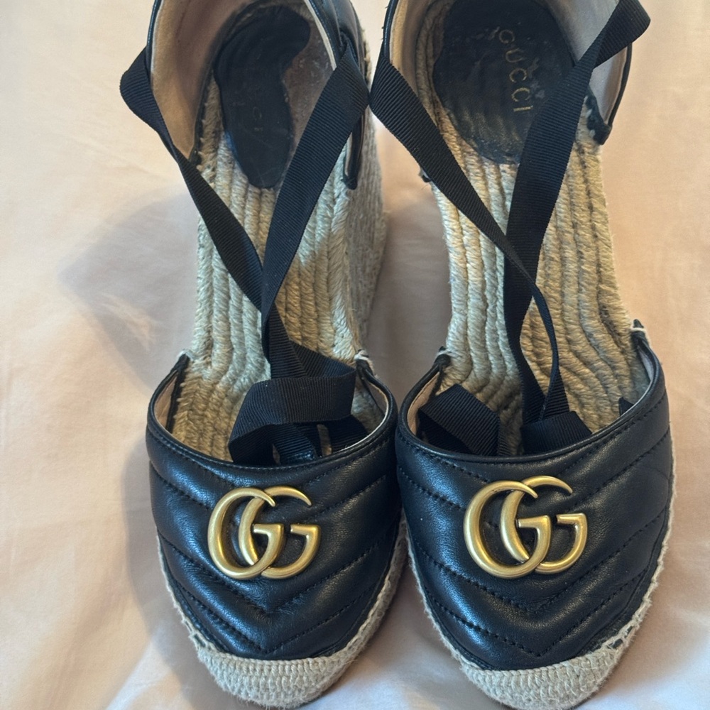 Gucci Black and Gold Espadrilles Iconic Style
